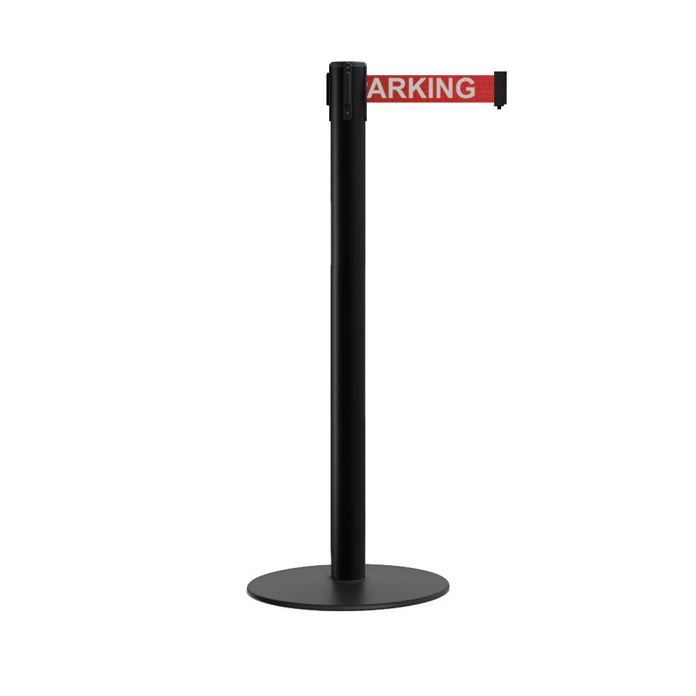 Retractable Belt Barrier Stanchion with Steel Base, Black Post, 7.5ft. Belt W15712