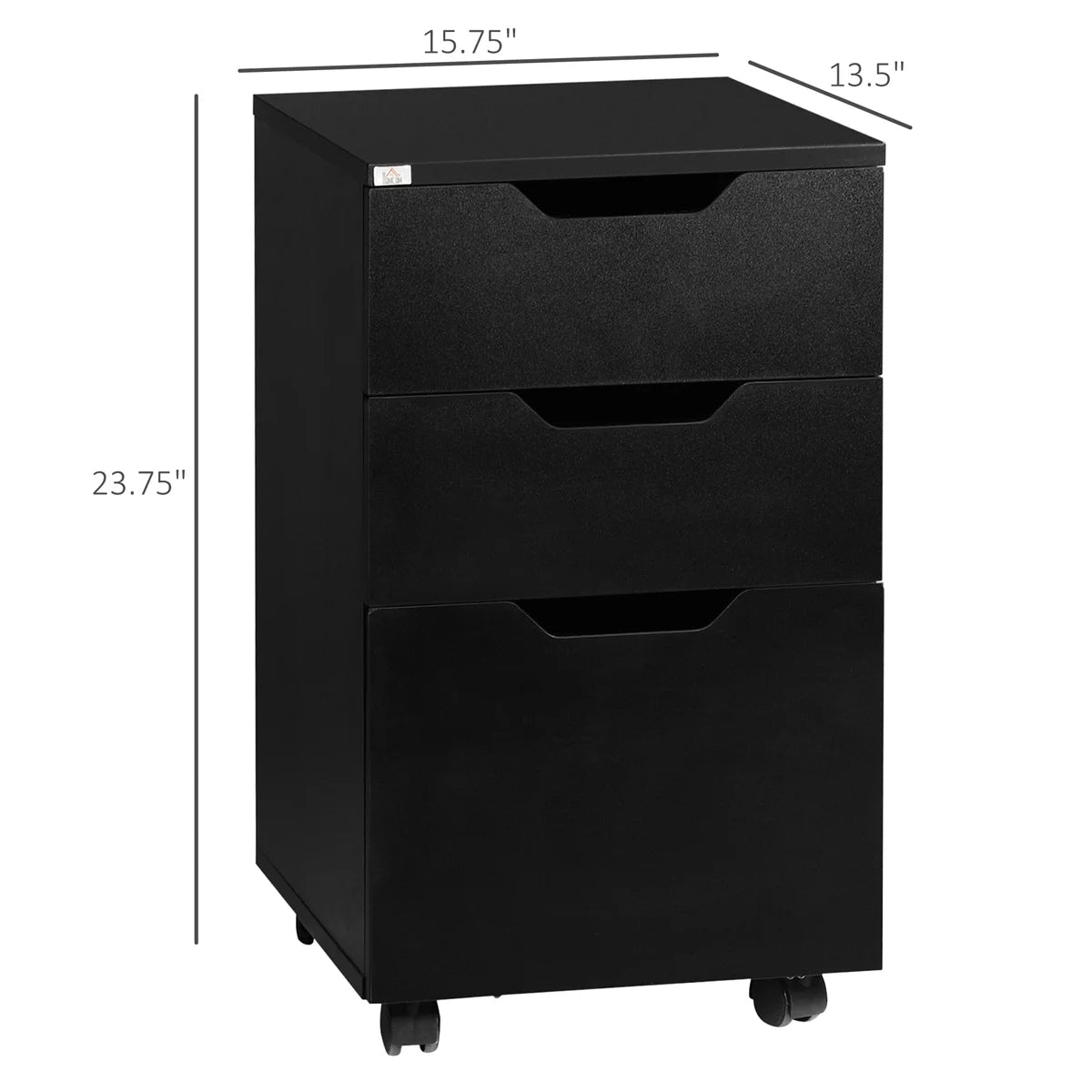 Black 3 Drawer Mobile File Cabinet K316