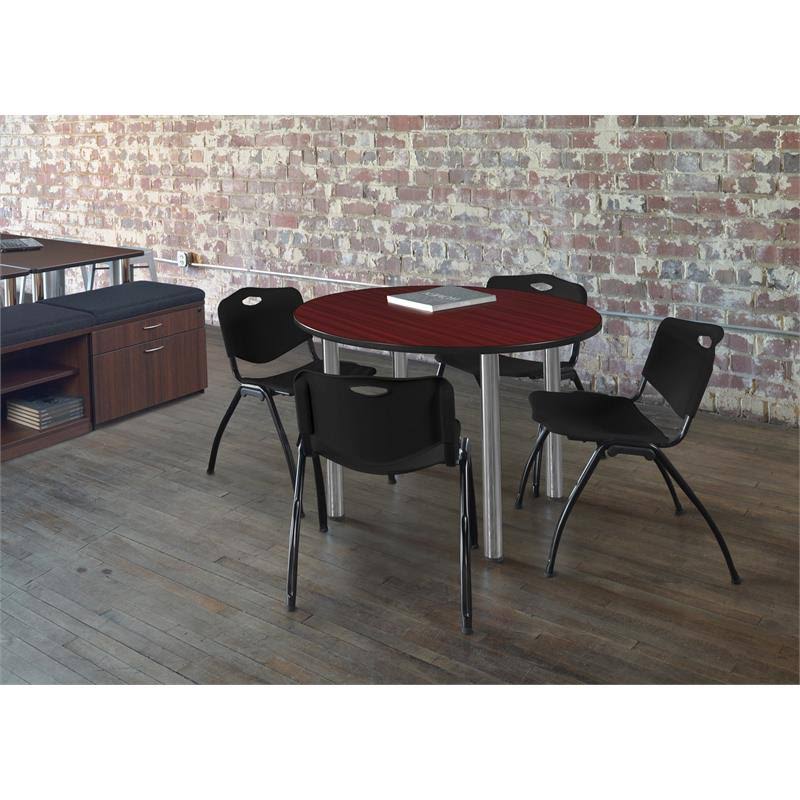 48x22 Square Breakroom Table with 4 Stack Chairs C3651