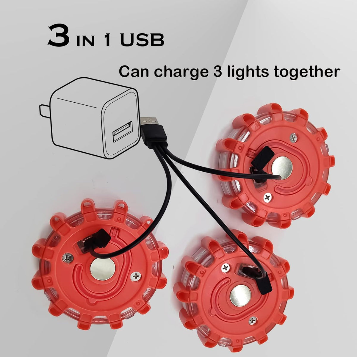 8 Pack Rechargeable LED Road Flares with Magnetic Base J2687