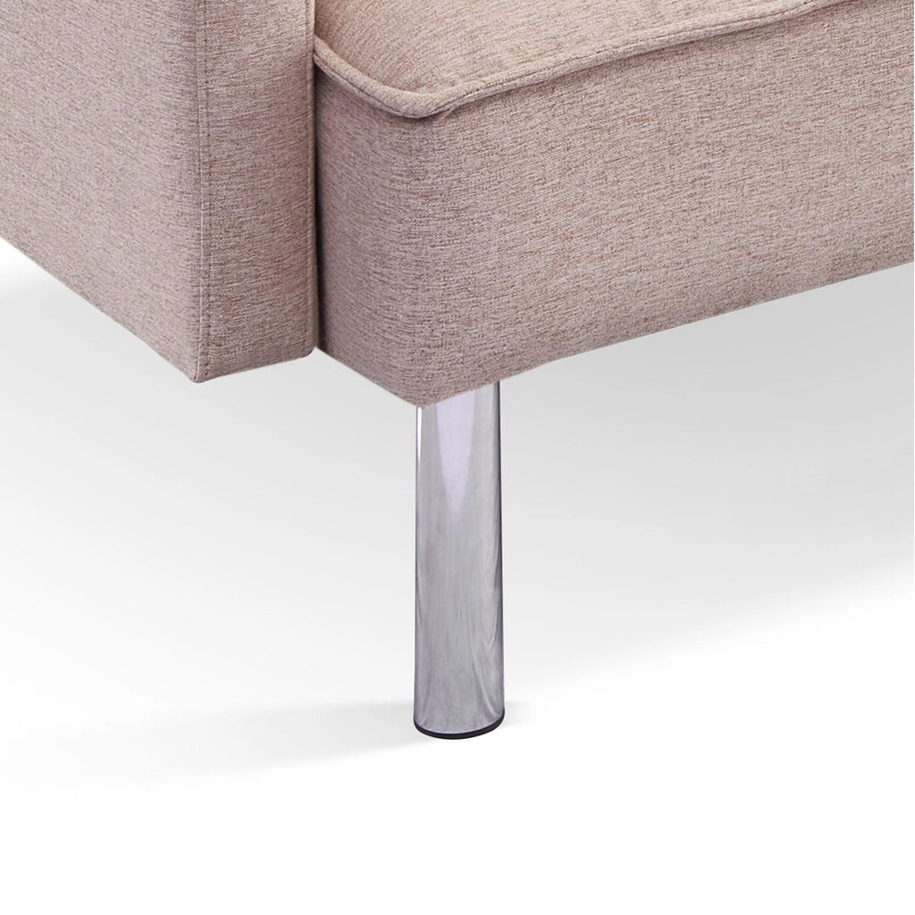 84.6 in. Extra Long Tufted Beige Fabric Futon Adjustable Sofa Bed V24003