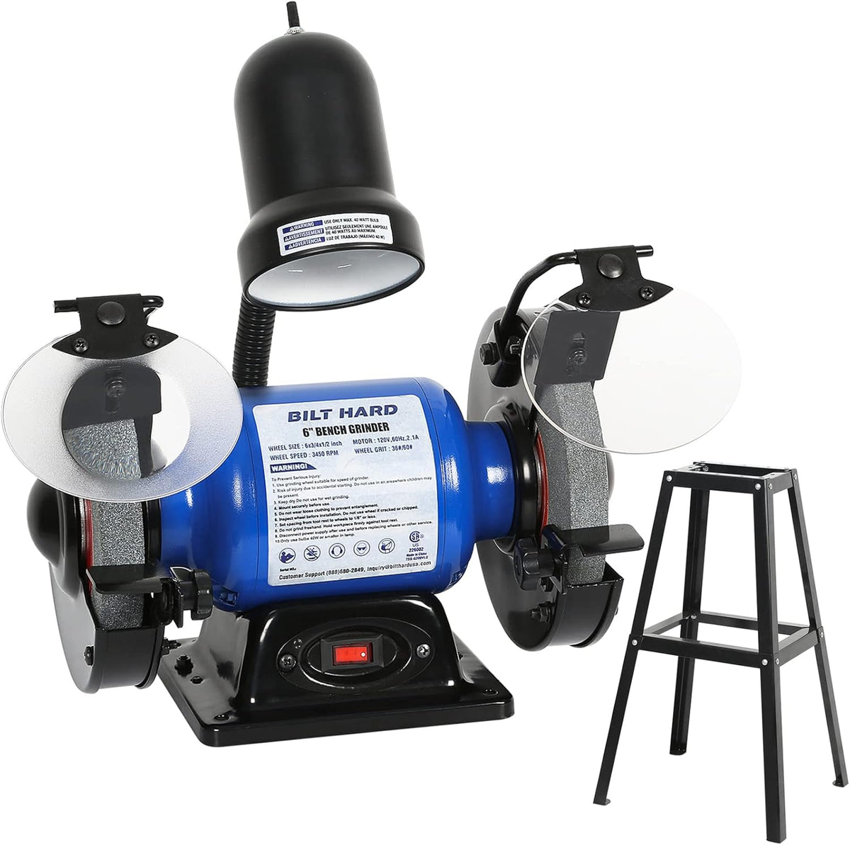 5-Amp 8-inch Bench Grinder with Work Light L50278