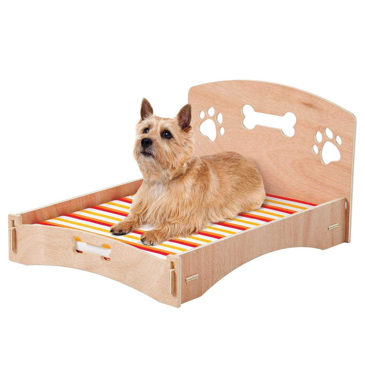 Wooden Bone & Paw Design Sofa Cat & Dog Bed with Removable Cover J5786