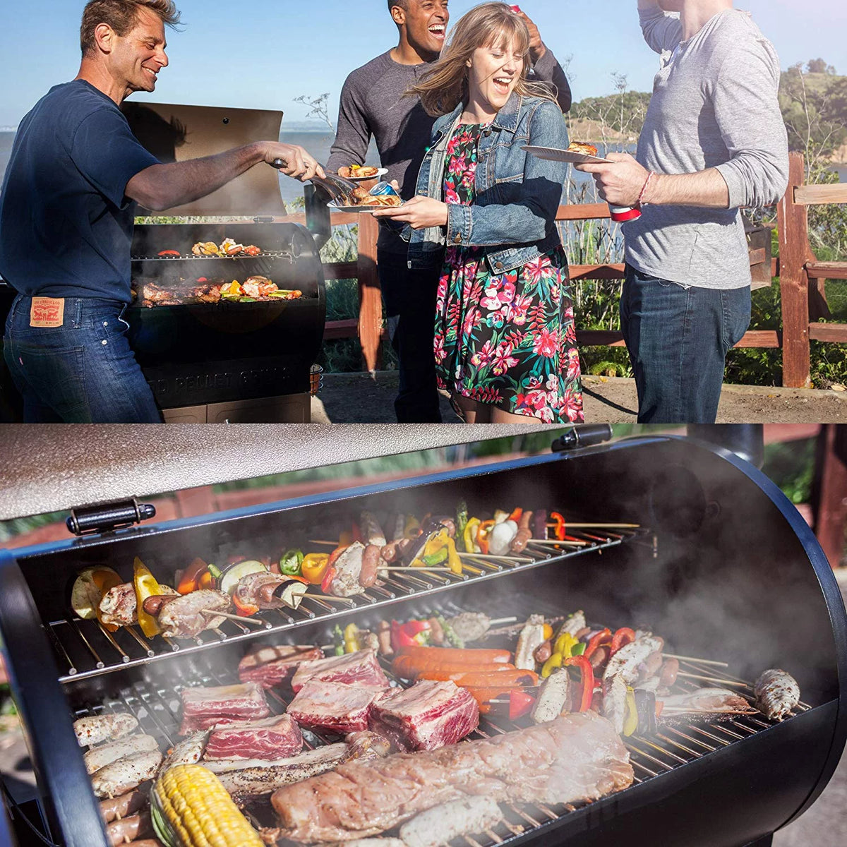 Wood Pellet Smoker 8 in 1 BBQ Grill 700 sq inch R5747