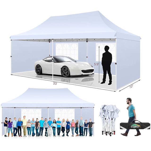 10x30 Pop Up Canopy Tent with 8 Removable Sidewalls, White U7664