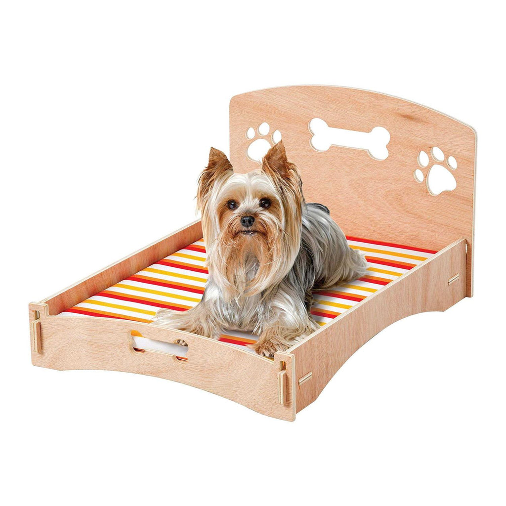 Wooden Bone & Paw Design Sofa Cat & Dog Bed with Removable Cover J5786