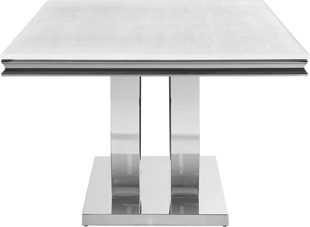 White Faux Marble Top Dining Table Q6770