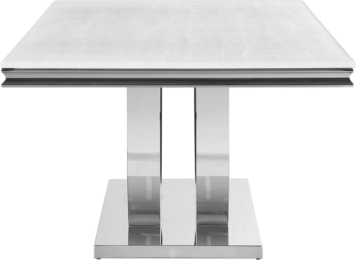 White Faux Marble Top Dining Table Q6770