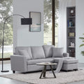 Gray Linen Fabric Convertible Sectional Sofa Q52909