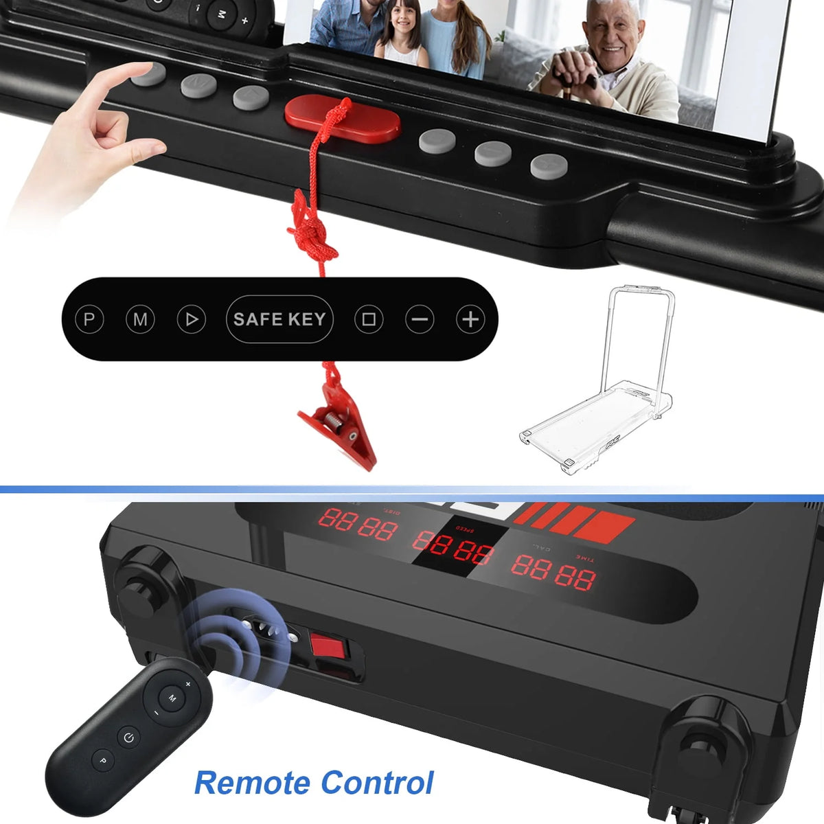 3.5 HP 2 in 1 Folding Treadmill 300lb Capacity Black B957