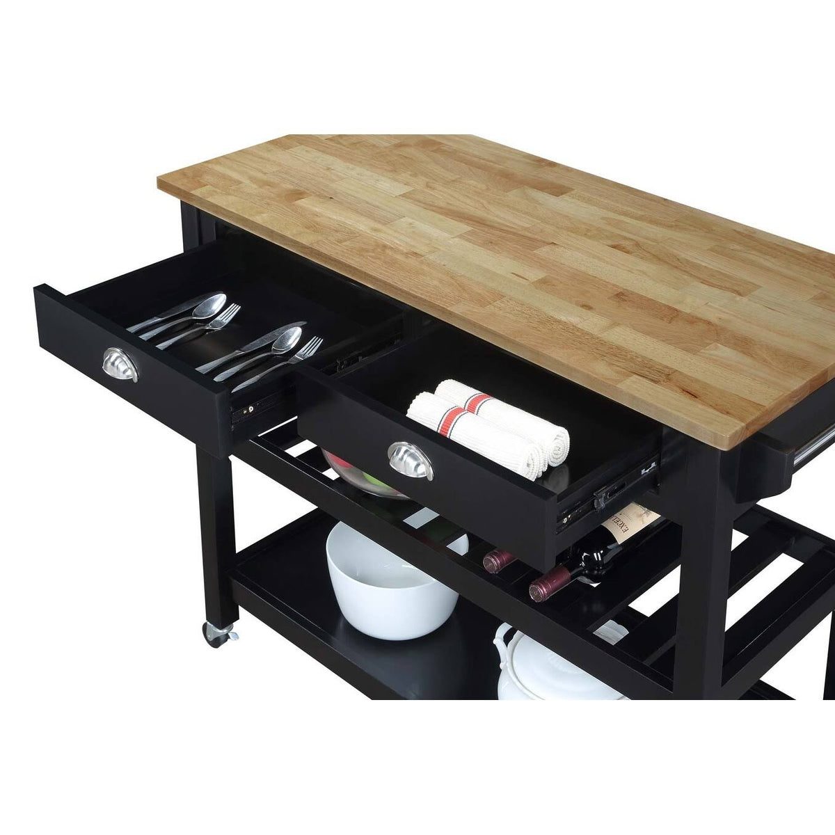 3 Tier Butcher Block Kitchen Cart with Drawers H53948
