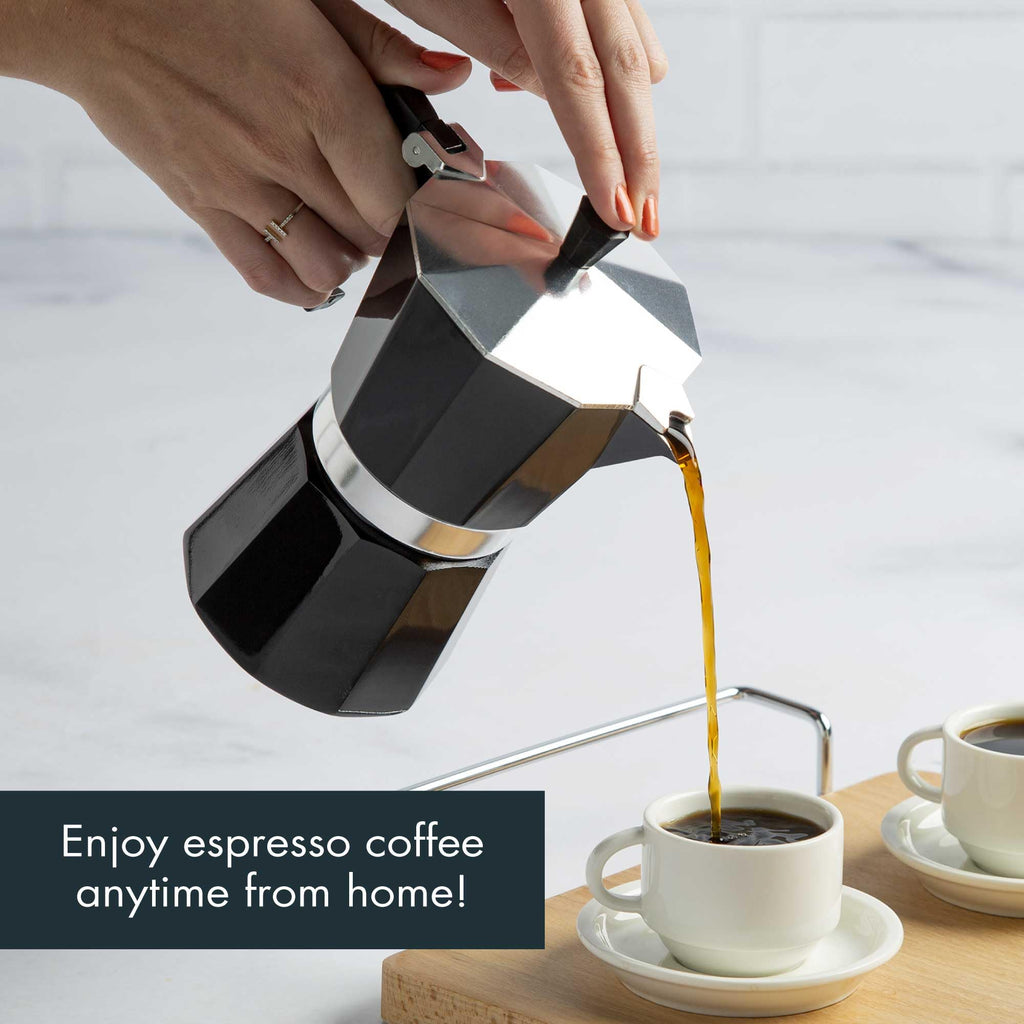 Black 6 Cup Stovetop Espresso Coffee Maker W7063