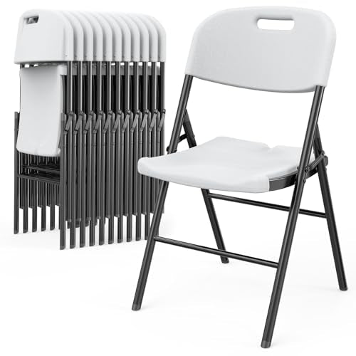 White 10 Pack HDPE Folding Chairs with Steel Frame N146