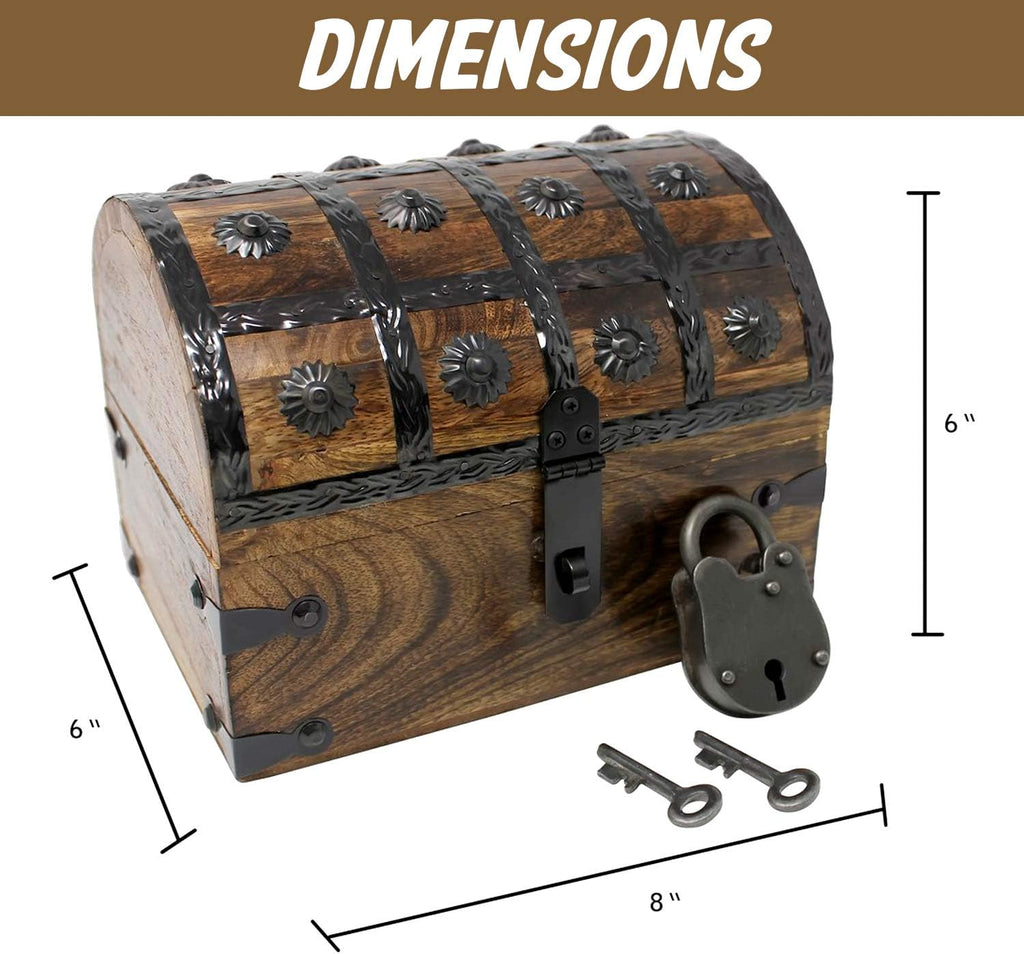 Pirate Treasure Chest with Iron Lock and Skeleton Key R500