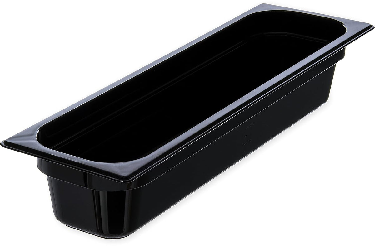 Polycarbonate Half-Size Long Food Pan, 5.1 qt, Black (Case of 6) N485
