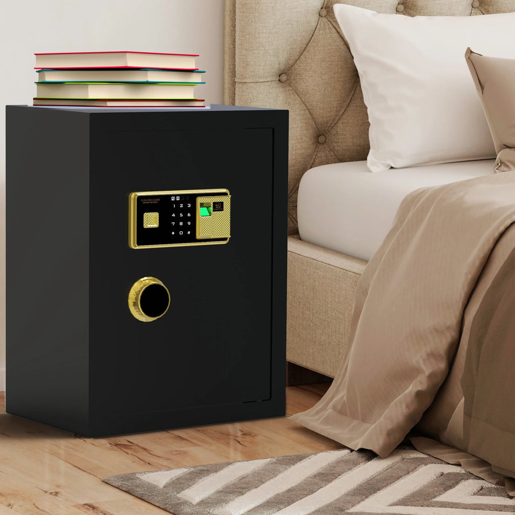 Large Black Fingerprint Safe Box with Digital Keypad and Adjustable Shelves N20347