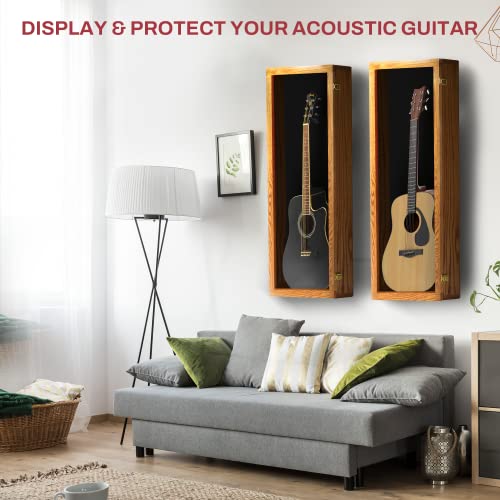 Natural Oak Acrylic Acoustic Guitar Wall Display Case K50756