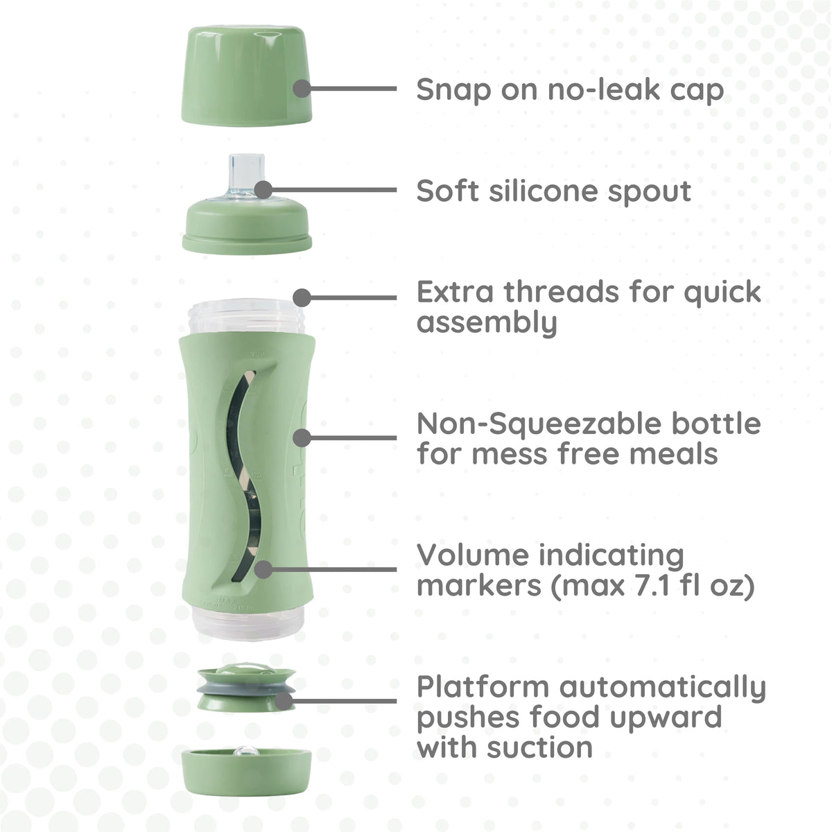 Baby Food Bottle Self Feeder Reusable Silicone Cup Sage Y186