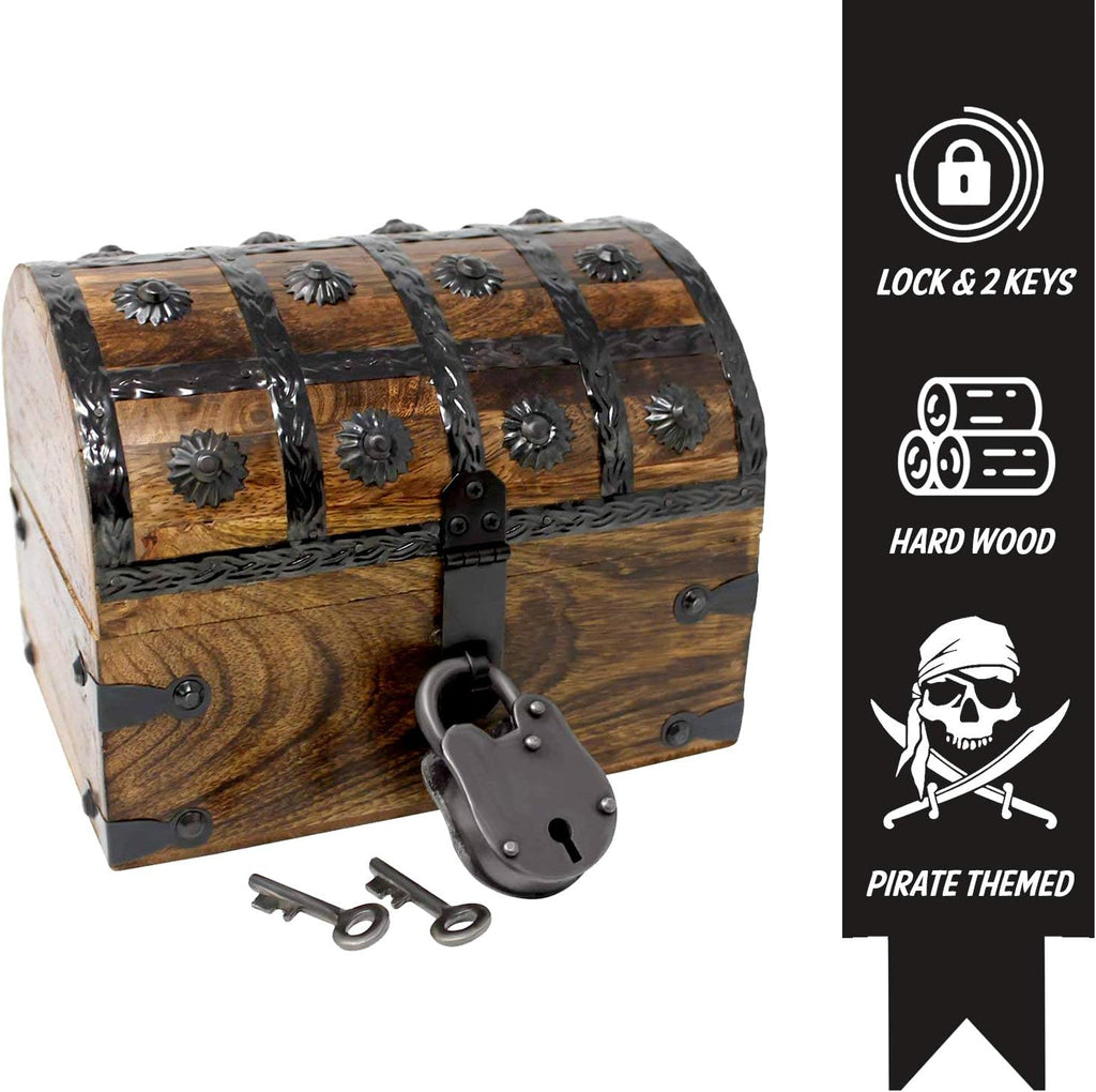 Pirate Treasure Chest with Iron Lock and Skeleton Key R500