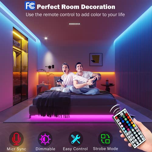 65.6 ft Bluetooth RGB Color Changing LED Strip Lights with Remote Control and Power Adapter R876