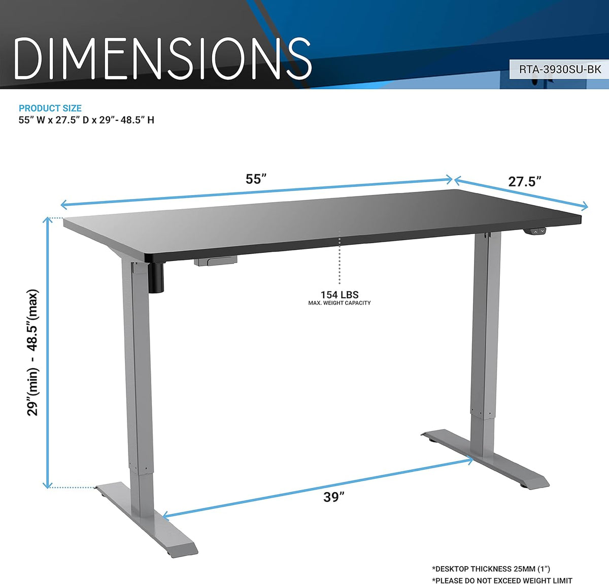 Black Sit to Stand Desk Y30585