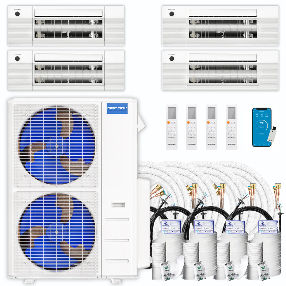 48,000 BTU 4 Zone Ceiling Cassette Ductless Air Conditioner and Heat Pump G700