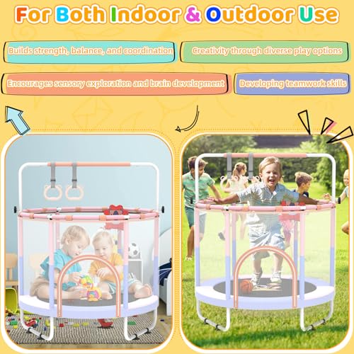 60" Toddler Trampoline with Safety Enclosure Net N2263