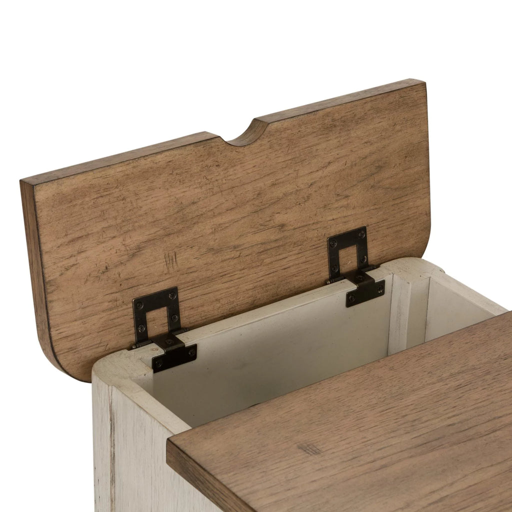 White Door Chair Side Table with Charging Station U909