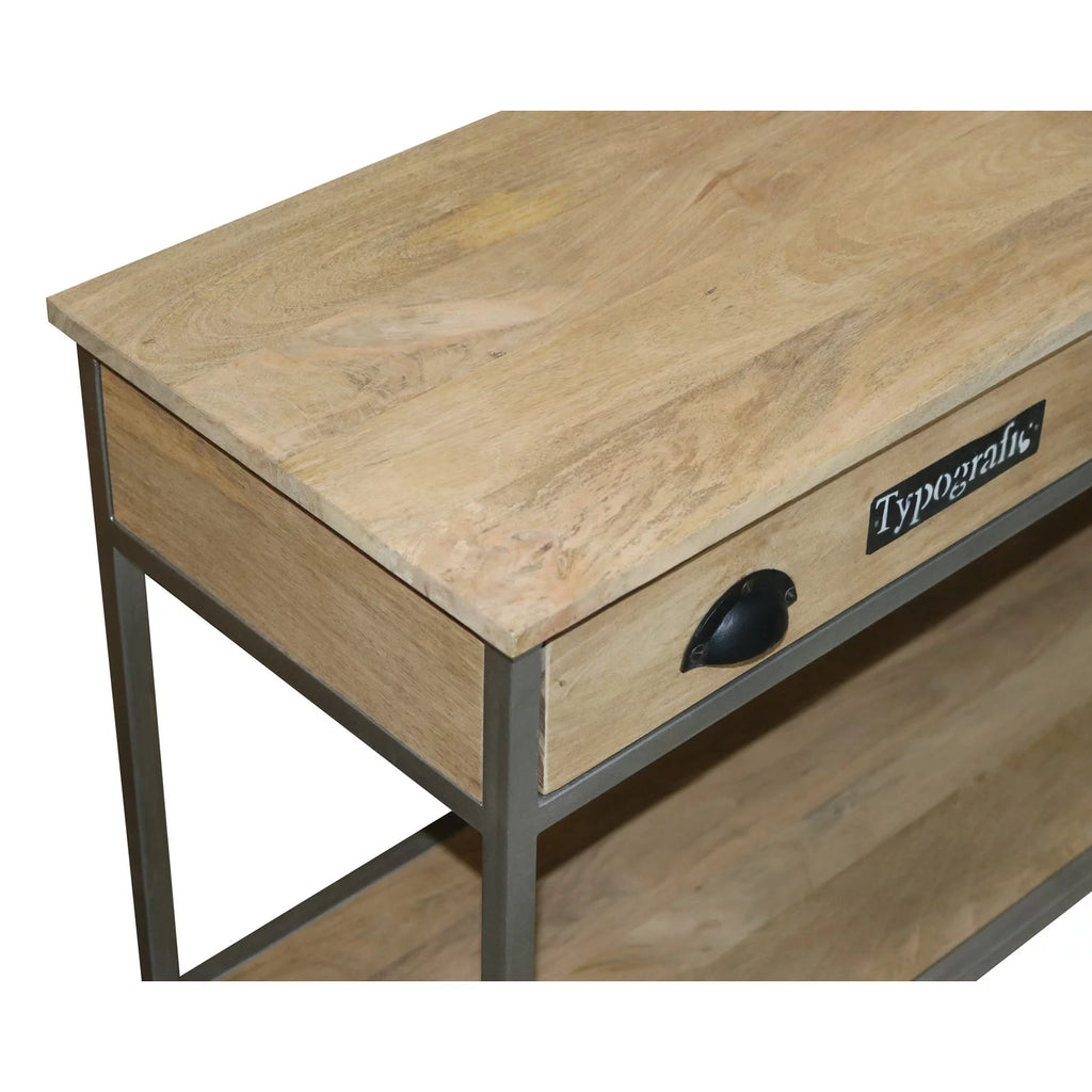 Wood Sofa/Console Table Natural Tan/Iron Silver S2062