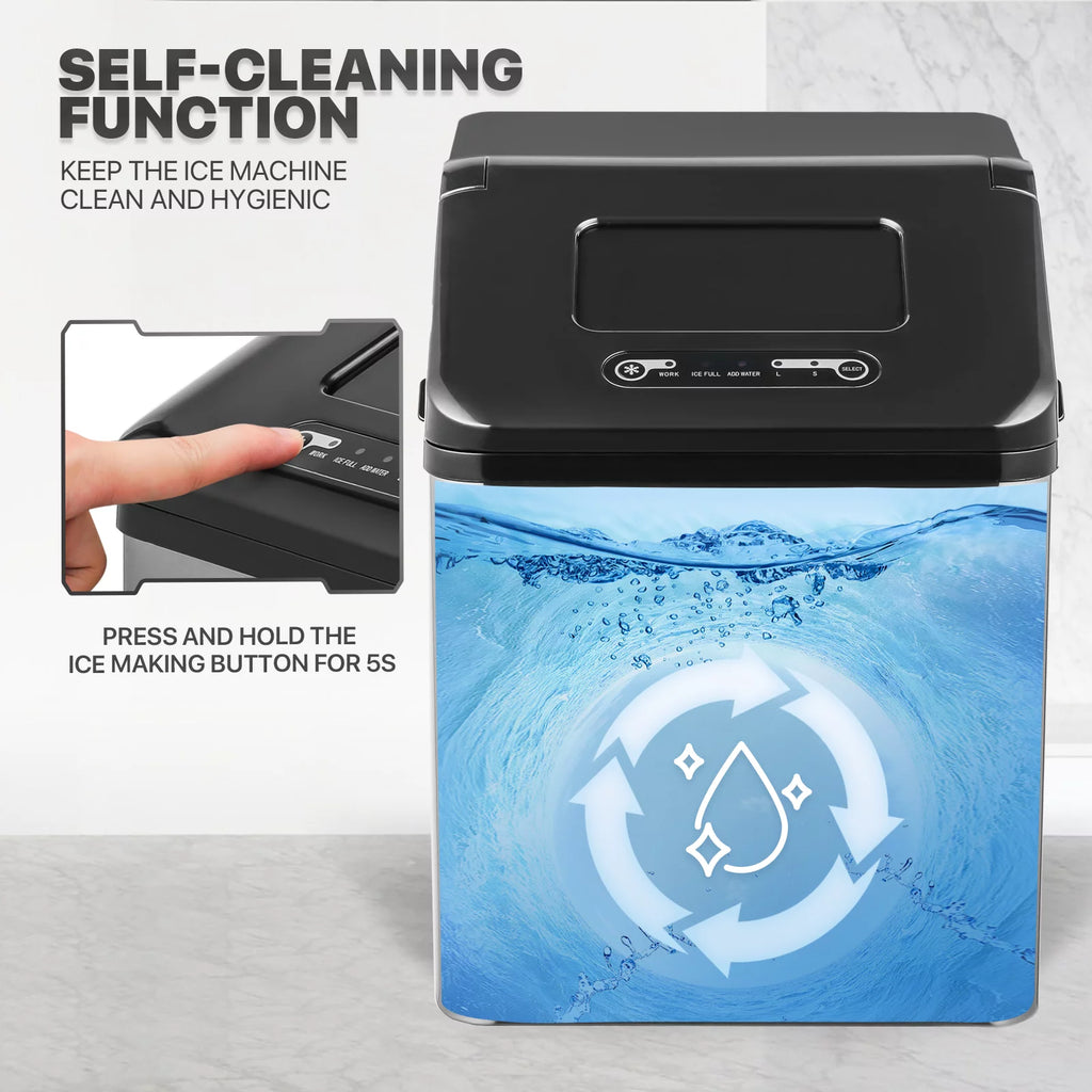 Countertop Ice Maker Machine with Basket and Scoop, Black E7350