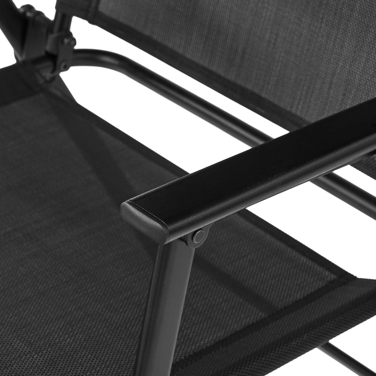 Black Steel and Sling Folding Outdoor Patio Armchair Set of 2 G10723