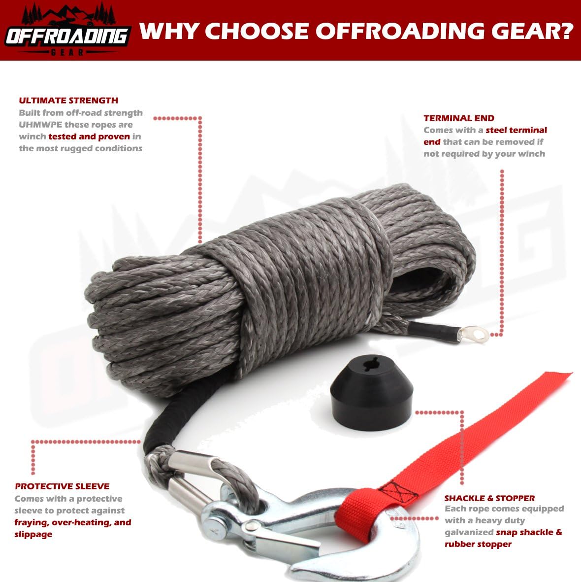 50'x3/16” Synthetic Winch Rope Kit N220678