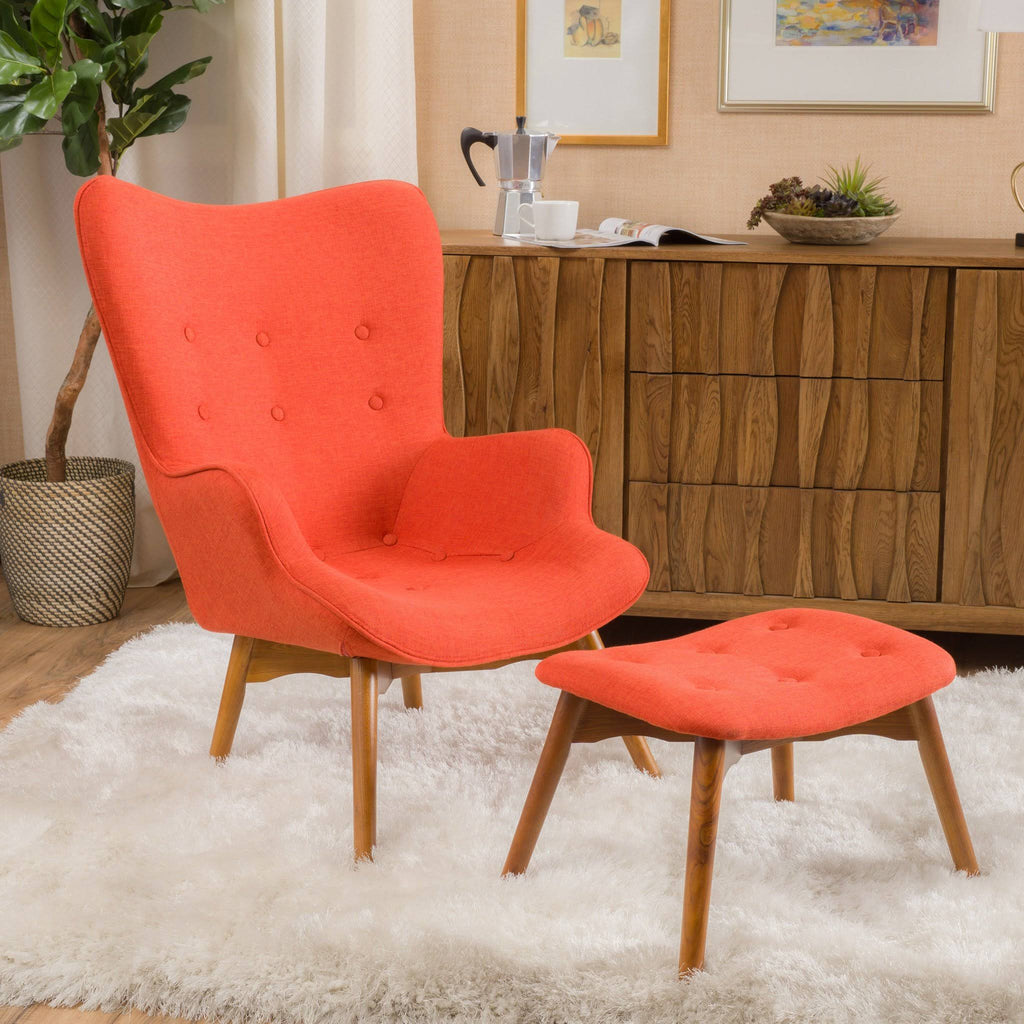 Purple Fabric Contour Chair with Footstool Set F67714
