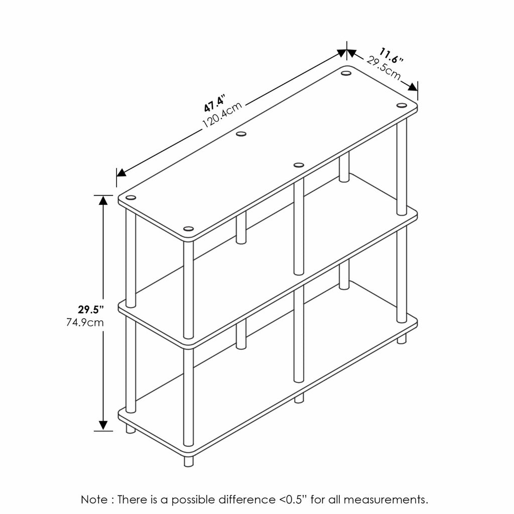 3-Tier Double Size Storage Display Rack in Black/Gray E103