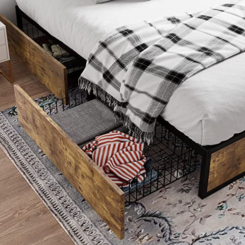 Queen Platform Bed Frame with Storage Drawers C27666