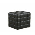Black Leather Look Fabric Ottoman L319