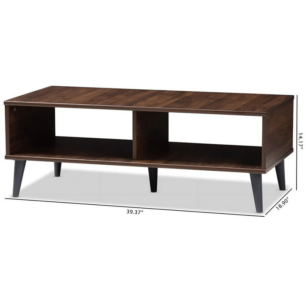 Wood Coffee Table in Brown and Dark Grey J69808