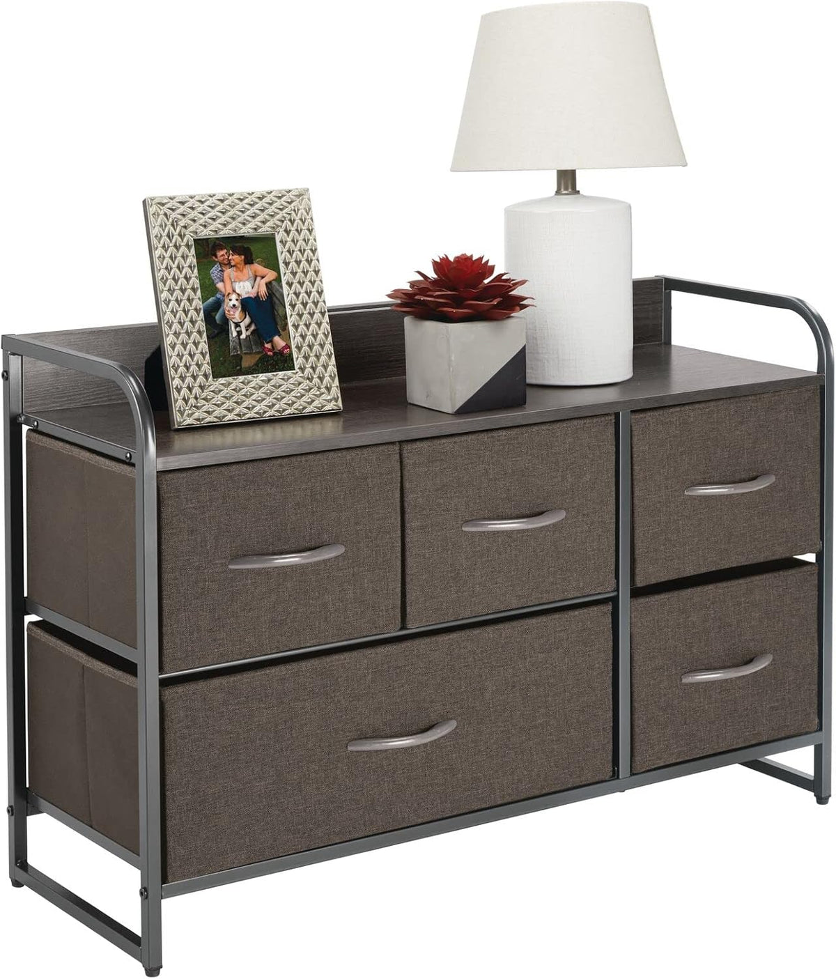 5 Removable Fabric Drawers Coffee Espresso Brown Storage Dresser E561