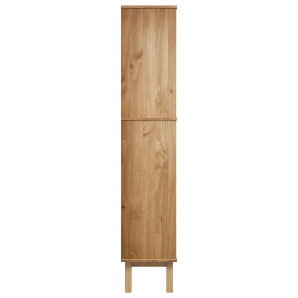 Brown and Gray Solid Wood Pine Bookcase with 2 Drawers R531345