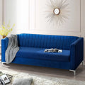 Blue Velvet Loveseat Sofa with Metal Legs Y90582