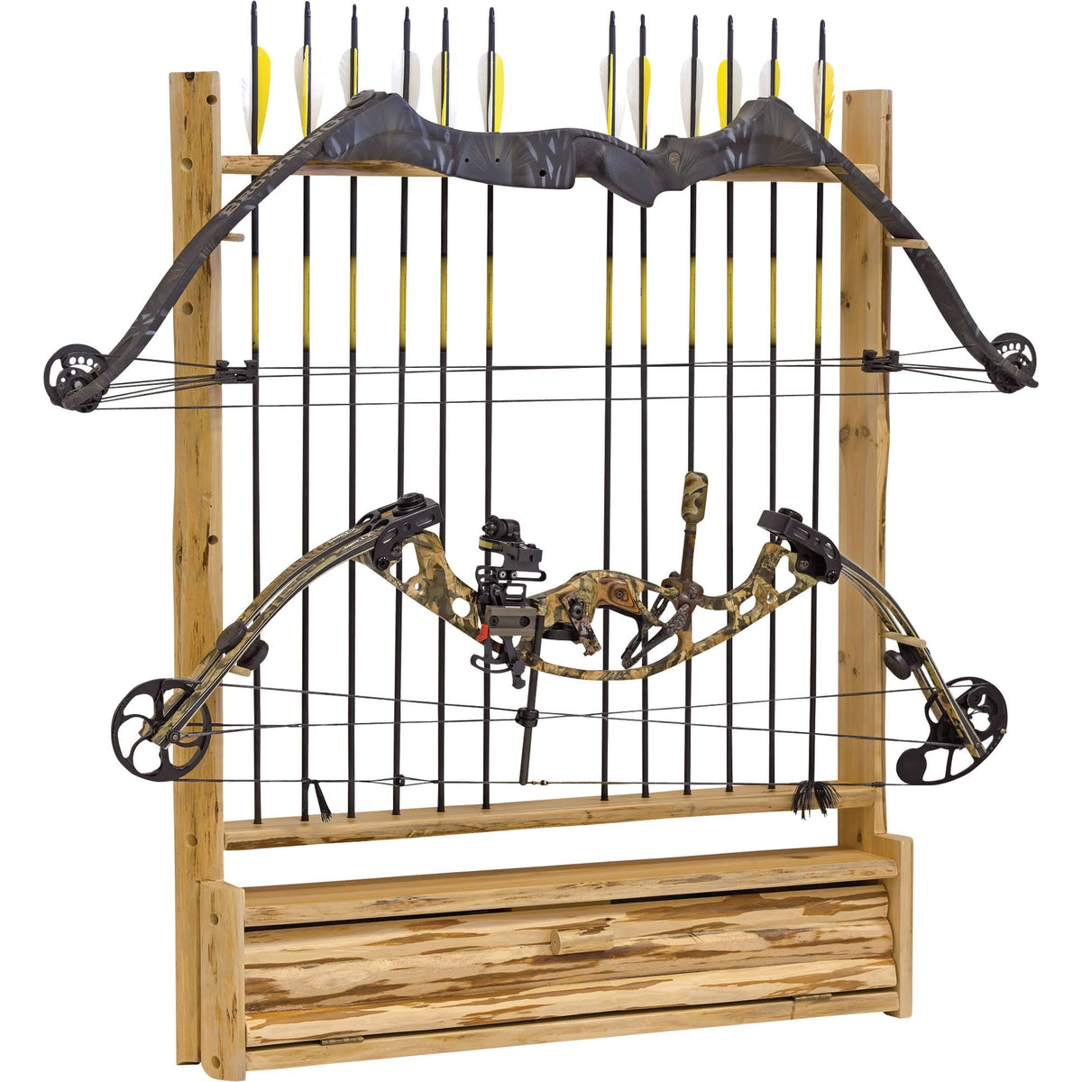 2 Bow 12 Arrow Wall Storage Rack with Accessory Compartment M441