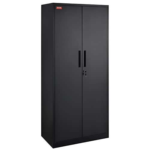 Black Metal Storage Cabinet with 2 Doors and 4 Adjustable Shelves O242