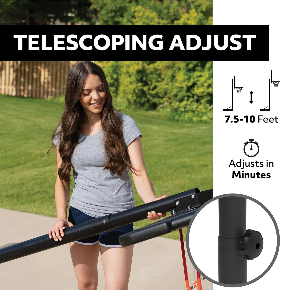 Adjustable Portable Basketball Hoop 44-Inch Polycarbonate K515
