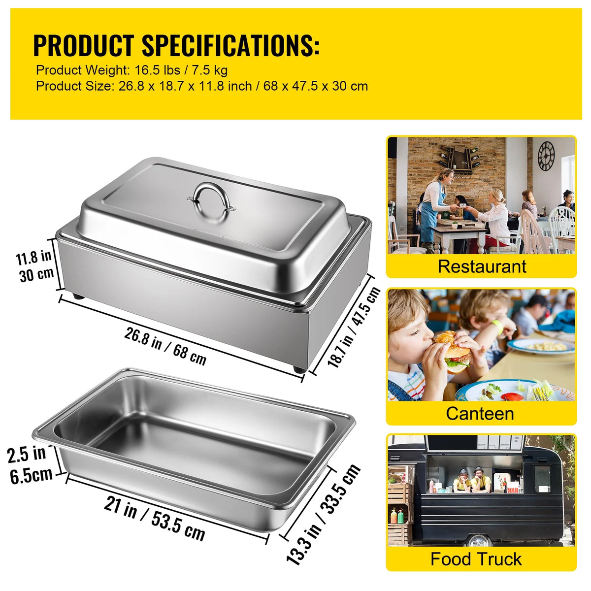 9.5 Quart Electric Stainless Steel Food Warmer with Lid E909280