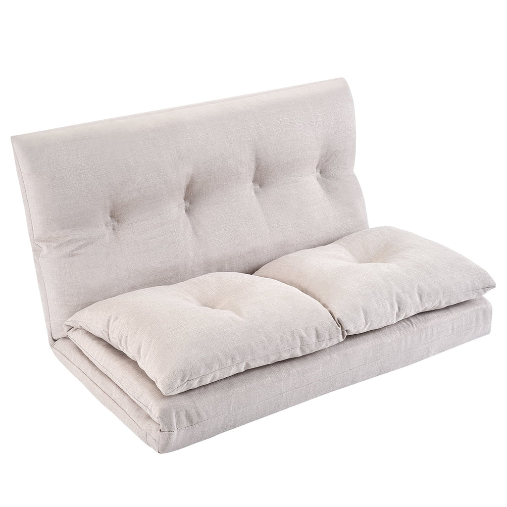Foldable Double Chaise Lounge Floor Sofa Chair with Two Pillows F34293
