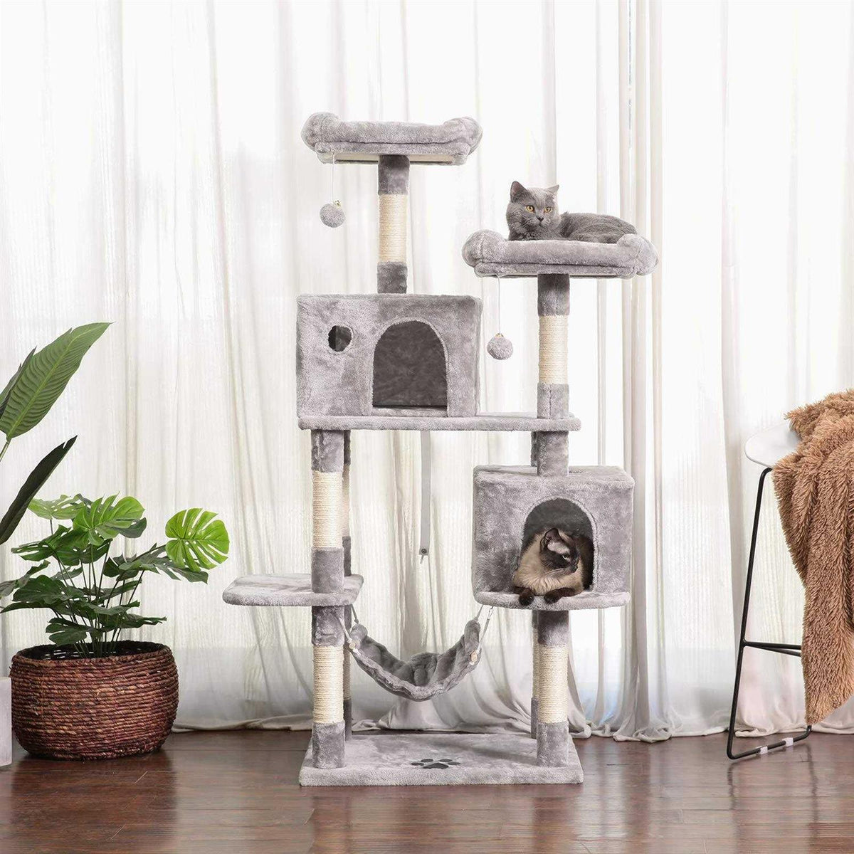 Large Multi-Level Cat Tree Condo with Sisal-Covered Scratching Posts S53332