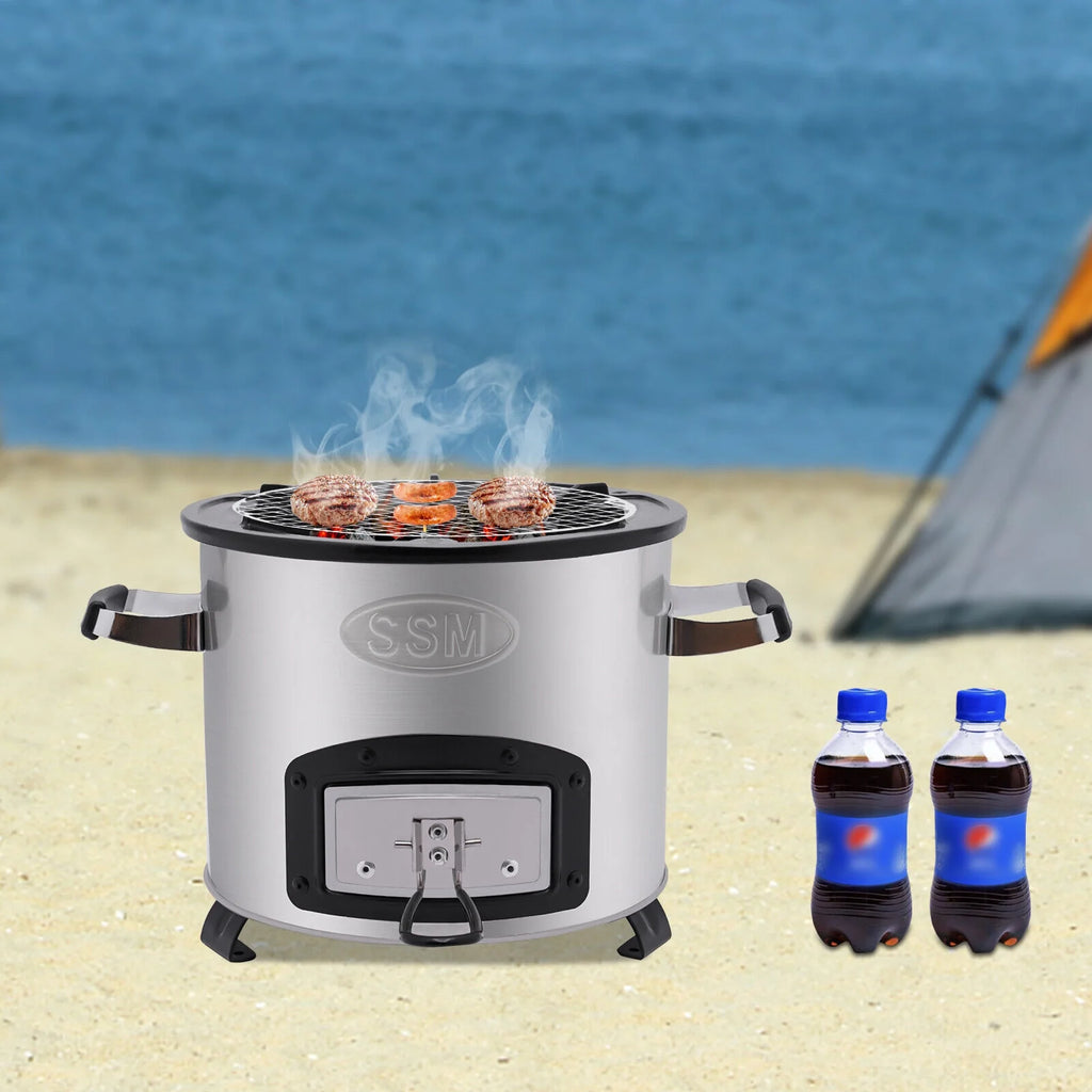 Stainless Steel Wood Burning Camping Stove with Storage Bag B4921