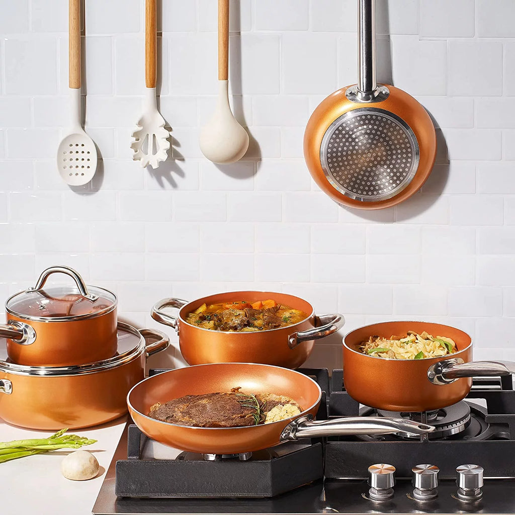 10 Piece Nonstick Ceramic Cookware Set with Stainless Steel Handles I3784