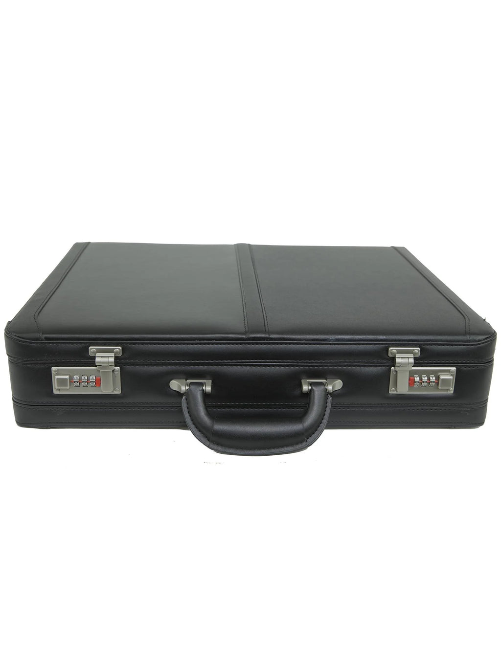 Expandable Leather Attache Briefcase Combination Locks Hard Case L3166