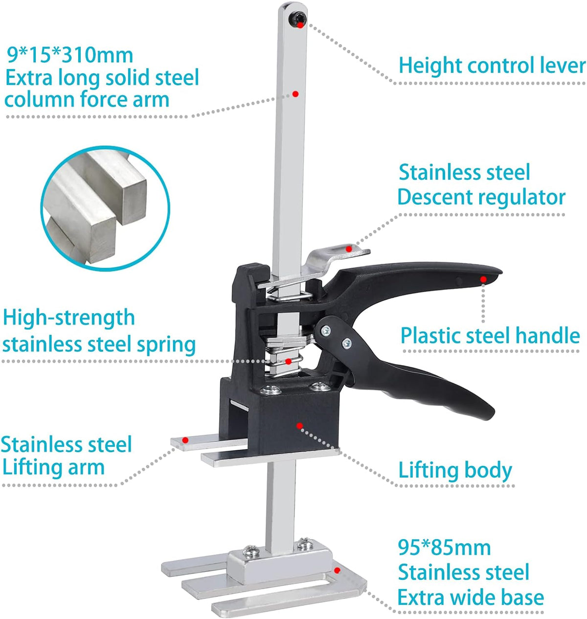 Arm Jack 2 Pack, 12 Inch Lever Arm Lifter with Level Ruler, Hand Jack Lift Tool P768